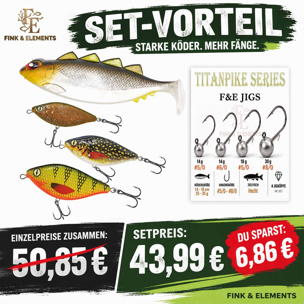 F&E Hecht Power Köder-Set – Jerkbaits, Gummifisch & Jigs