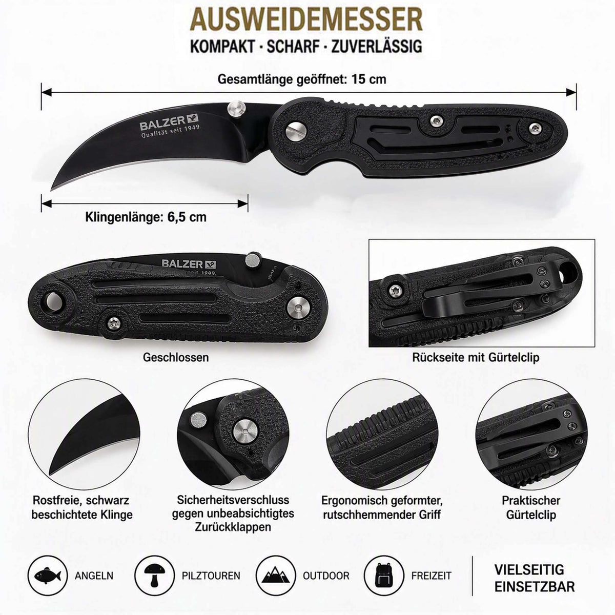 BALZER Camtec Klappmesser Ausweidemesser – Angeln & Outdoor
