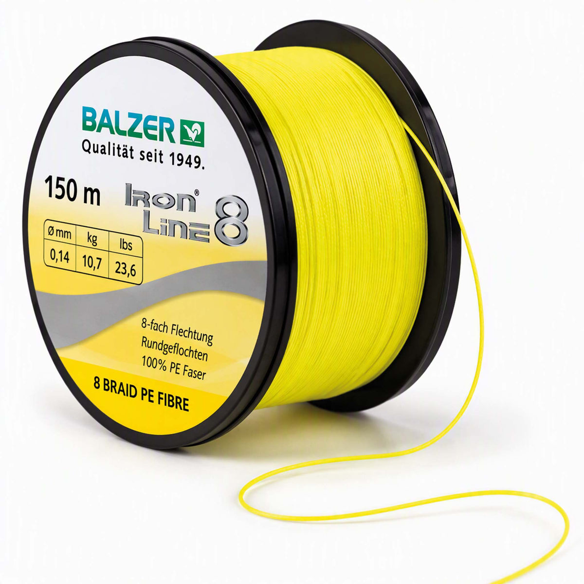 BALZER Iron Line 8 – Geflochtene Angelschnur Gelb 150 m