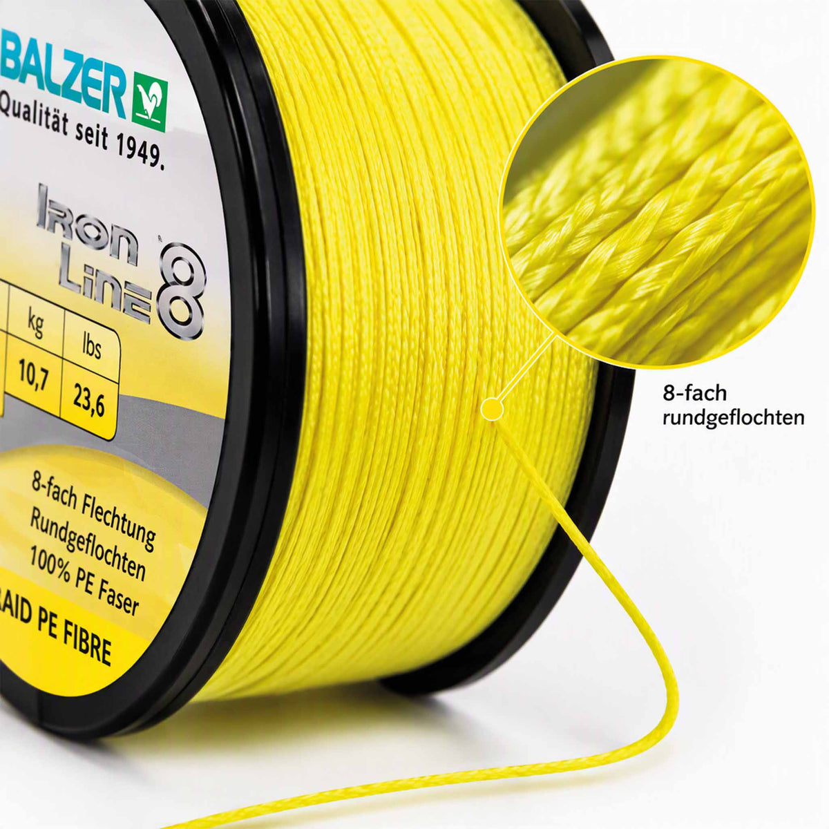BALZER Iron Line 8 – Geflochtene Angelschnur Gelb 150 m