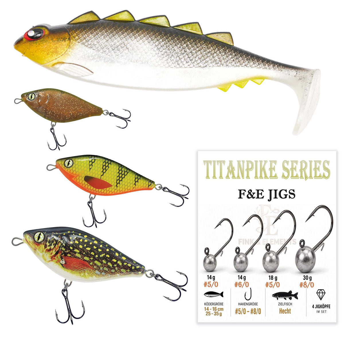 F&E Hecht Power Köder-Set – Jerkbaits, Gummifisch & Jigs