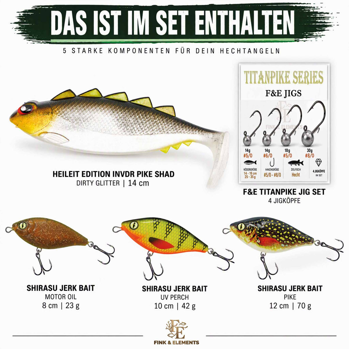 F&E Hecht Power Köder-Set – Jerkbaits, Gummifisch & Jigs