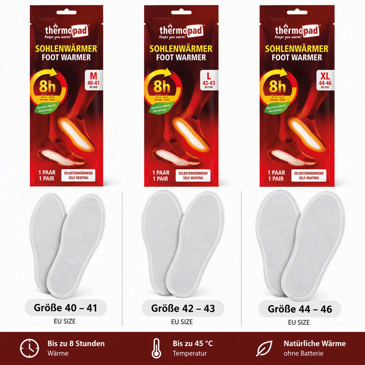 Thermopad Sohlenwärmer – bis zu 8 Std. Wärme